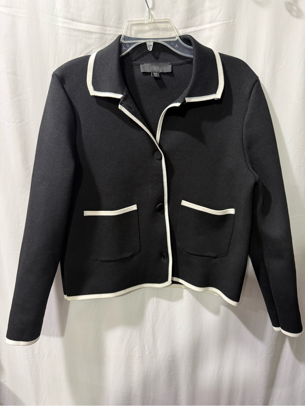 Zara Black Jacket with White Piping